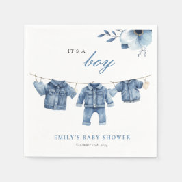 Blue Jean Denim Clothes Boy Baby Shower Serviette