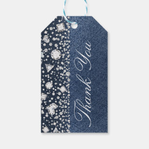Blue Jean Denim & Diamanten Bling Diamant Glamour Geschenkanhänger