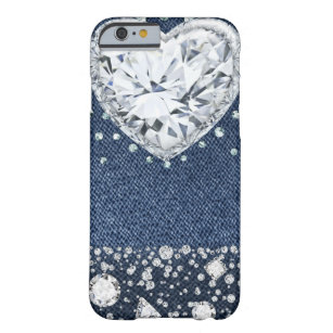 Blue Jean Denim & Diamonds Bling Diamond Herz Barely There iPhone 6 Hülle