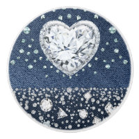Blue Jean Denim & Diamonds Bling Diamond Herz