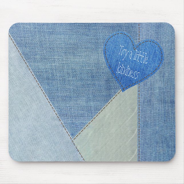 Blue Jean Denim Heart mit Zitat Maus Pad Mousepad (Vorne)
