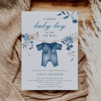Blue Jean Denim Sweet Boy Baby Shower