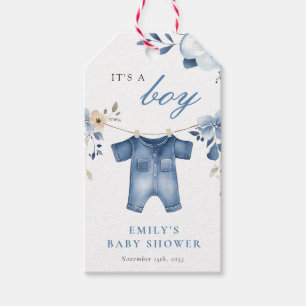 Blue Jean Denim Sweet Boy Baby Shower Geschenkanhänger