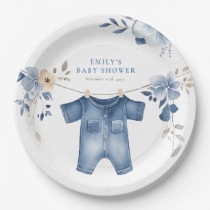 Blue Jean Denim Sweet Boy Baby Shower Pappteller