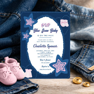 Blue Jean Denim Thema Baby Shower Einladung