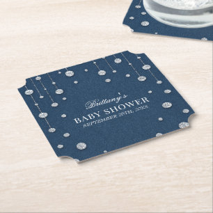 Blue Jean Denim und Diamond Baby Shower Untersetzer
