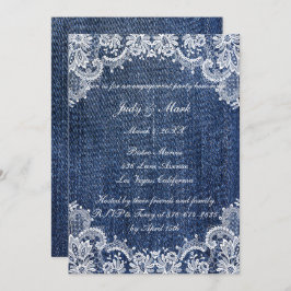 Blue Jean Denim und Lace Engagement Party Einladung