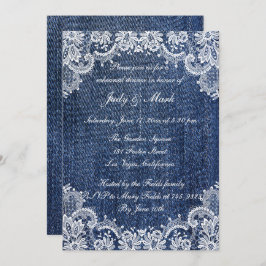 Blue Jean Denim und Lace Probe Dinner Einladung