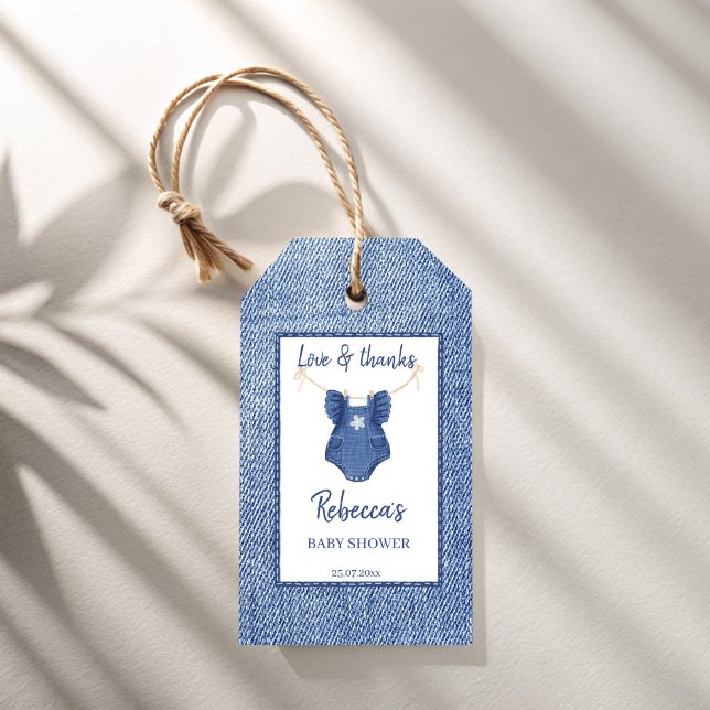 Blue jean girls denim baby shower thank you favor geschenkanhänger (Blue jean girls denim baby shower thank you favor gift tags personalized favor tags)