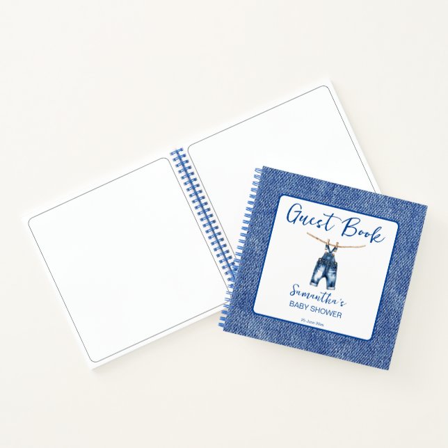 Blue jean It's a boy baby shower guest book Notizbuch (Innenseite)