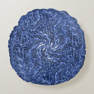 Blue Jean swirl Rundes Kissen