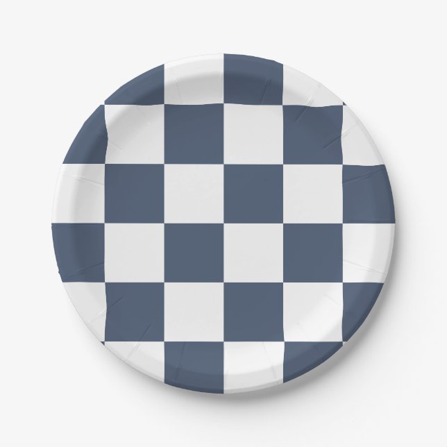 Blue Jeans Blue/White Checkered Pappteller (Vorderseite)