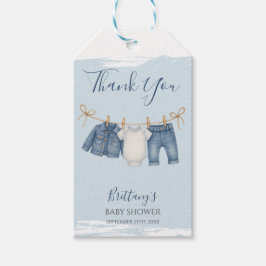 Blue Jeans Boy Baby Shower Baby Outfit Geschenkanhänger