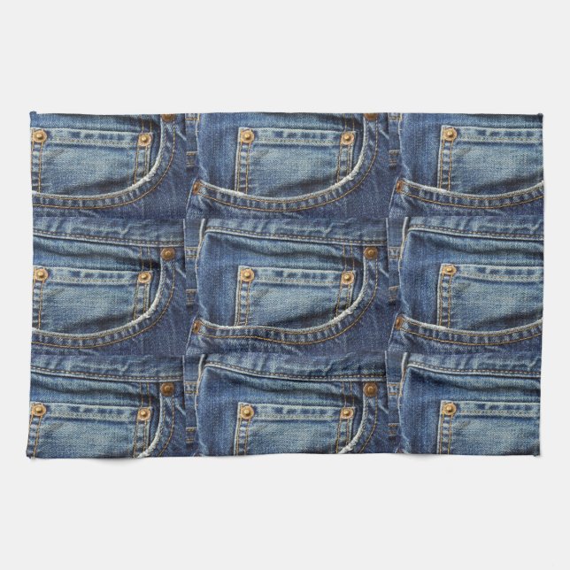 Blue Jeans-Denim-Blick-Tasche Geschirrtuch (Horizontal)