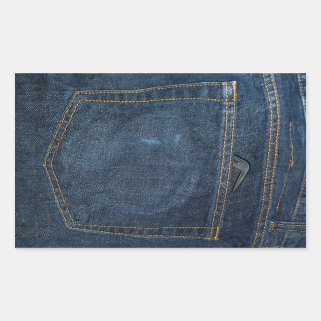 Blue Jeans Denim Pocket Rechteckiger Aufkleber (Vorderseite)
