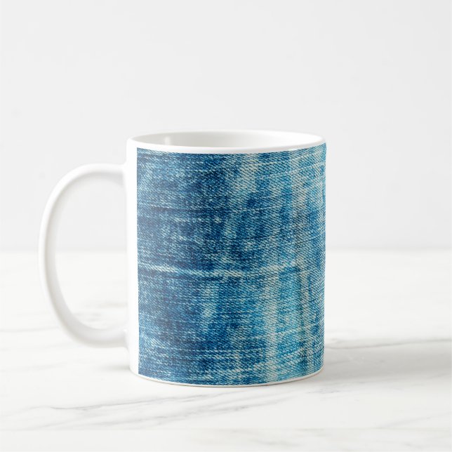 Blue Jeans Denim Textur Kaffeetasse (Links)