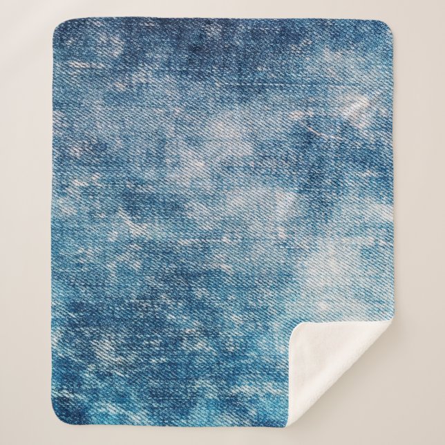 Blue Jeans Denim Textur Sherpadecke (Vorderseite)