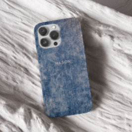 Blue Jeans Denim Wash Acid Effektiver Fall Handy iPhone 16 Pro Hülle