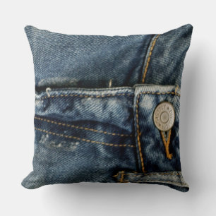 Blue Jeans Denim Zipper Imitats Kissen