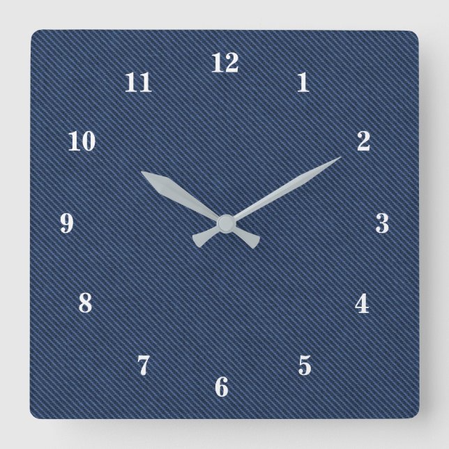 Blue Jeans Fabric Quadratische Wanduhr (Vorderseite)