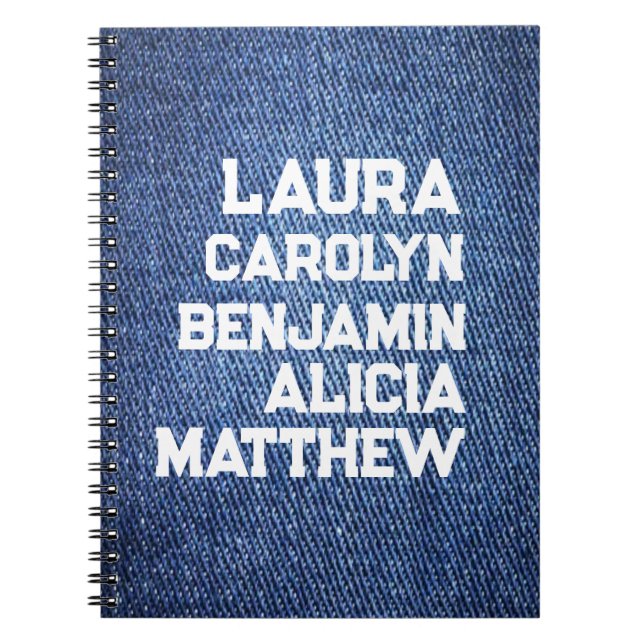 Blue jeans Grandchildren's names simple modern  Notizblock (Vorderseite)