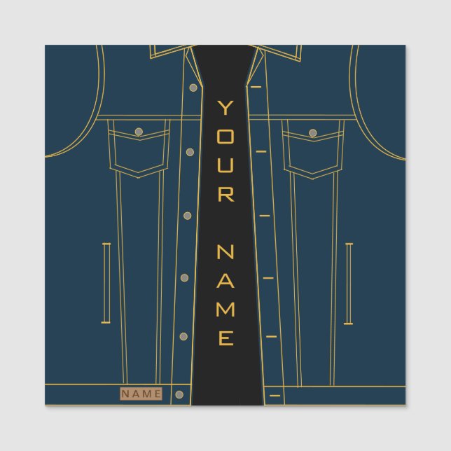 Blue Jeans Jacket + Name hinzufügen - Namensschild (Vorderseite)