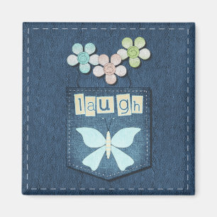 Blue Jeans lacht Blumenschmetterlings-Magneten Magnet