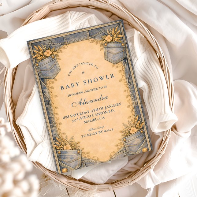 Blue Jeans Little Cowboy Baby Shower Einladung (Von Creator hochgeladen)