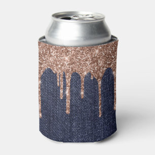 Blue Jeans Rose Gold Giltter Can Cooler Dosenkühler