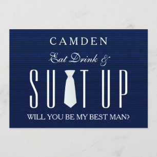 Blue Jeans Textile Suitup Werden Sie mein Bestman Einladung