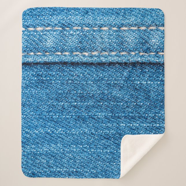 Blue Jeans Textur Hintergrund. Sherpadecke (Vorderseite)