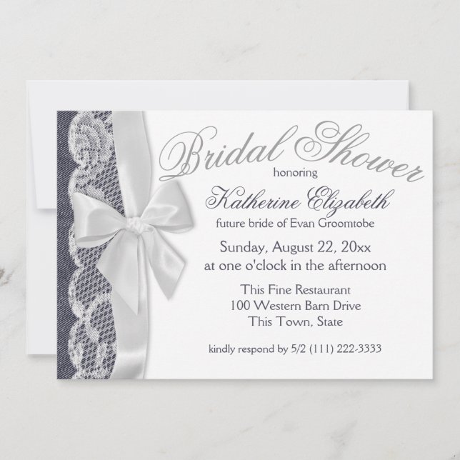 Blue Jeans und Bow Brautparty Einladung (Vorderseite)