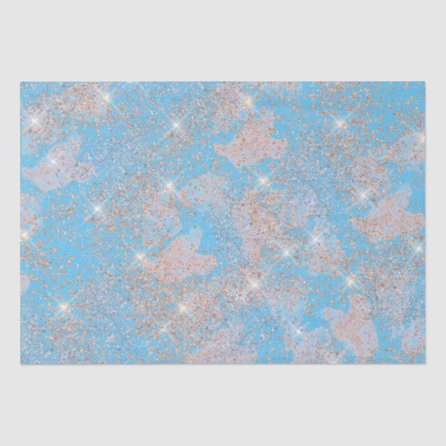 Blue Jeden Anlaß Spritzer Glitzer Textur Look Seidenpapier (Vorderseite)
