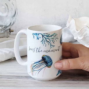 Blue Jellyfish and Sea Coral Watercolor Kaffeetasse