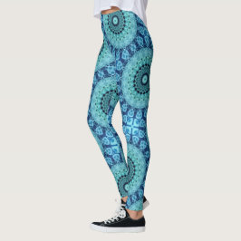 Blue Jellyfish Mandala Ocean Inspiriert Symmetry Leggings