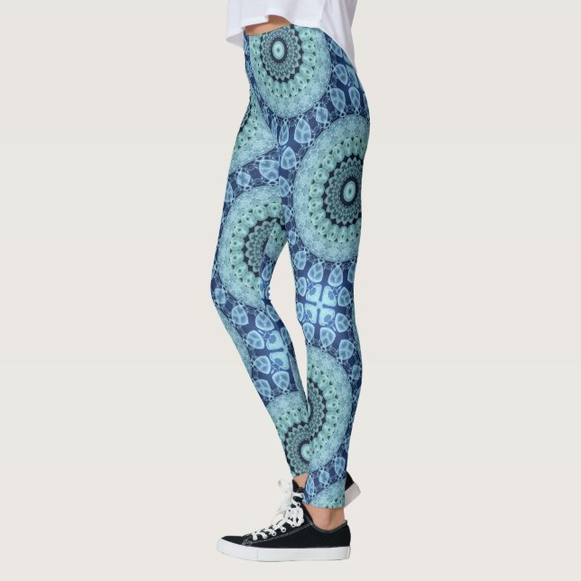 Blue Jellyfish Mandala Ocean Inspiriert Symmetry Leggings (Links)