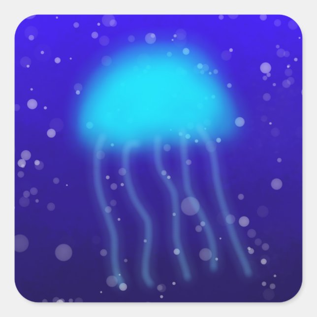 Blue Jellyfish Sticker (Vorderseite)