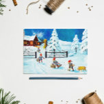 Blue Jenny Nyström Gnome Vintage schwedische Weihn Feiertagskarte<br><div class="desc">Eine Vintage Weihnachtskarte im Winter und schwedische Zwerge,  von dem schwedischen Maler Jenny Nyström (öffentlich).</div>