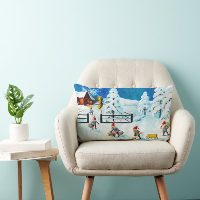 Blue Jenny Nyström Gnome Vintage schwedische Weihn Lendenkissen (Stuhl )