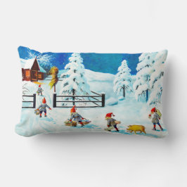 Blue Jenny Nyström Gnome Vintage schwedische Weihn Lendenkissen