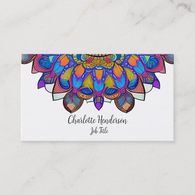 Blue Jewel Mandala Business Card Visitenkarte (Vorderseite)