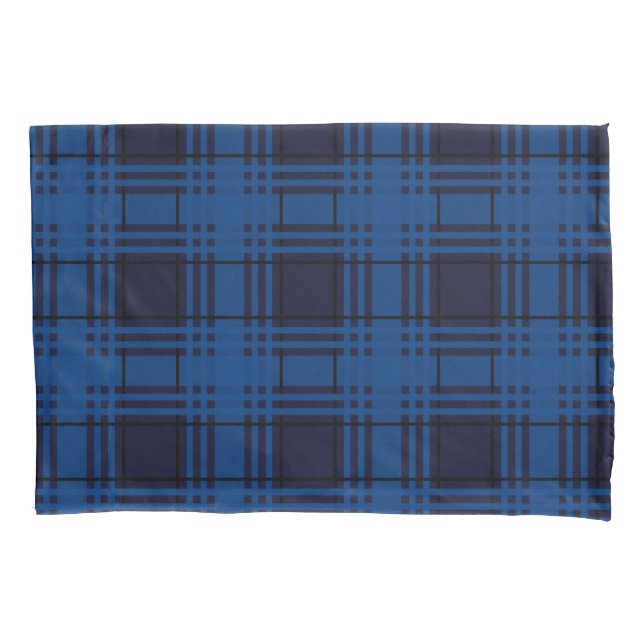 Blue Jewel Plaid Tartan Pillowcase Kissenbezug (Vorderseite)