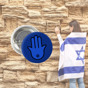 Blue Jewish Hamsa, Stand mit Israel Button