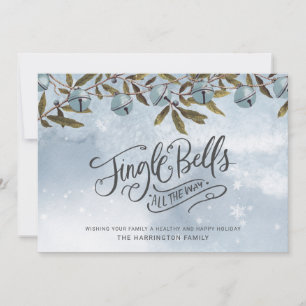 Blue Jingle Bells Snowflakes Feiertagskarte