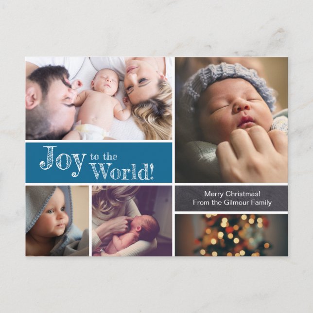 Blue Joto the world Baby Boy Geburt 1. Weihnachten Postkarte (Vorderseite)