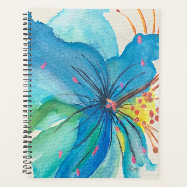 Blue Joy Abstrakt Floral Planner Planer (Vorderseite)