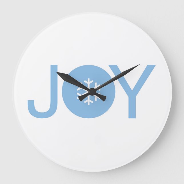 Blue Joy Christmas Large Clock Große Wanduhr (Vorderseite)