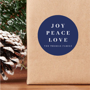 Blue Joy Peace Liebe Minimaler Name der Weihnachts Runder Aufkleber