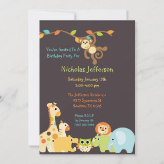 Blue Jungle Safari 12x18 Geburtstagsparty Einladun Einladung