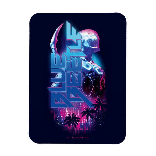 Blue Käfer Retrowave City Lights Magnet (Vertikal)